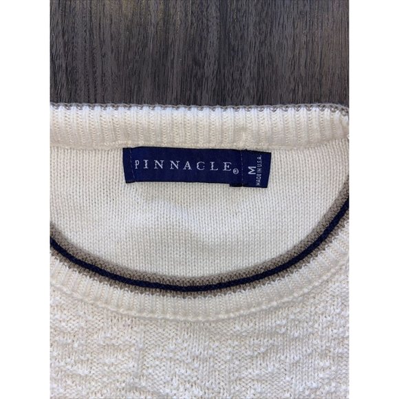Vintage Pinnacle MEDIUM Men’s Golf Sweater Beige Crewneck Cotton - Picture 4 of 11